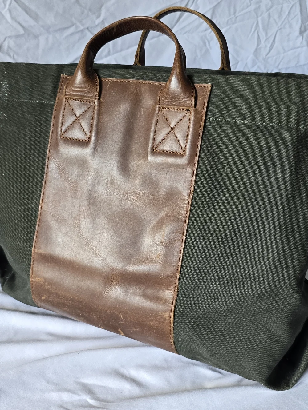 Horny Toad by United By Blue Olive Canvas & Leather Crossbody Tote Bag